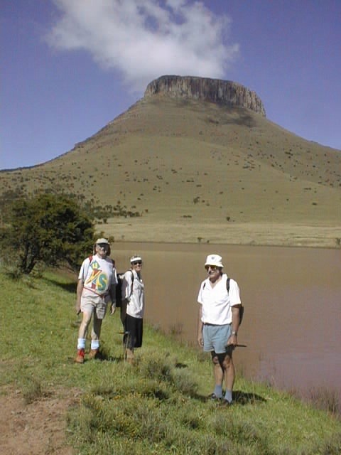 Lex Schwartzel, Rowena Dahlmann and Hugo van der Spuy at the foot of the mountain, Martha